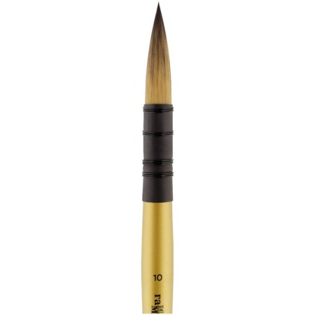 Synthetic brush, round, gamma "Gold Brush" No. 10, French mount, short handle-2