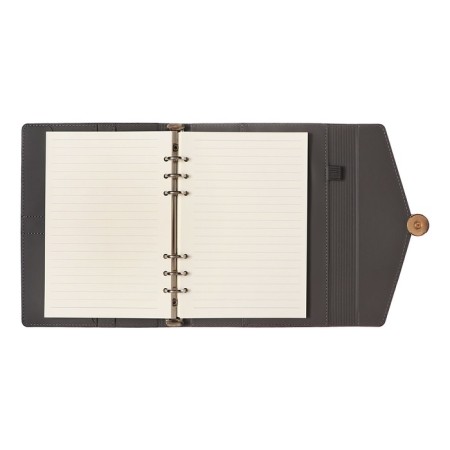 Organizer on the rings A5, 80 sheets, leatherette, with a valve, a line, with a handle, in a gift box, black and gray-6