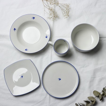 Ceramic “Swallow” plate, 22.4 cm, 300 ml, white color-5
