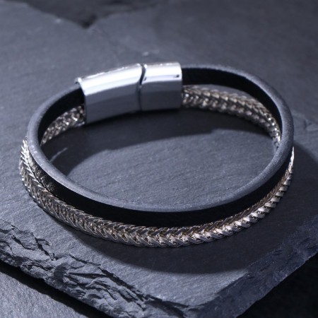 Bracelet unisex "power" balance, black color with silver, 21.5 cm