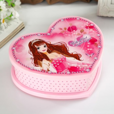 Musical Mechanical Casket "Princess Heart" 19x16.5x6 cm-3