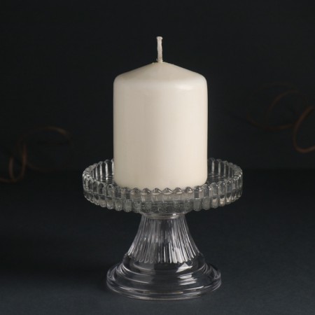 Glass of glass per 1 candle d = 8.5 cm "Horizontal pattern" transparent 9.5x9.5x7.5 cm