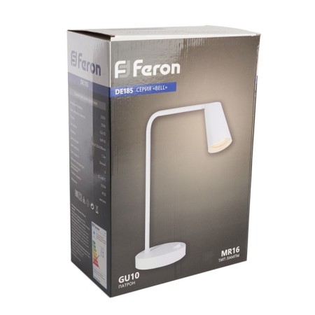 Luminaire desktop Feron De185, GU10, 35 W, 263x150x398 mm, white color-3