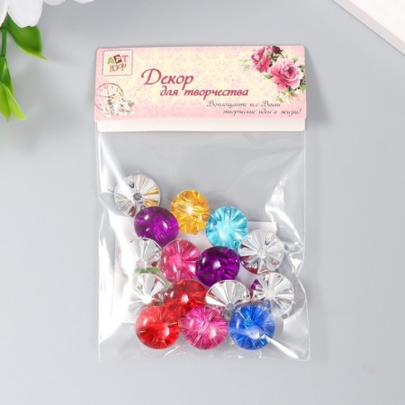 Buttons plastic for creativity 2 punctures "circle of rhinestones" set 15 pcs mix d = 1.2 cm-3