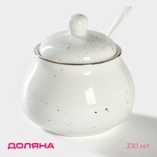 Porcelain sugar tower with a spoonful of Milky Way, 330 ml, white color in specking
