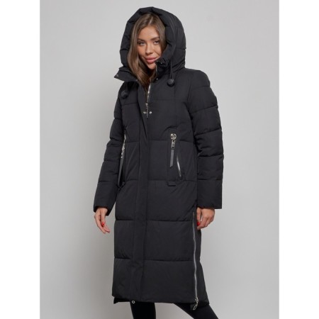 Coat insulated winter female, size 42, black color-1
