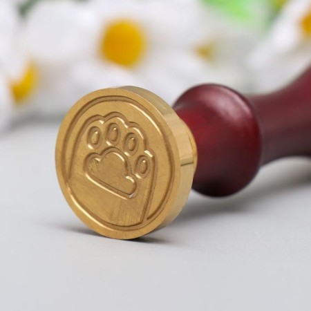Printing for wax with a wooden handle "Paw" 9x2.5x2.5 cm-3