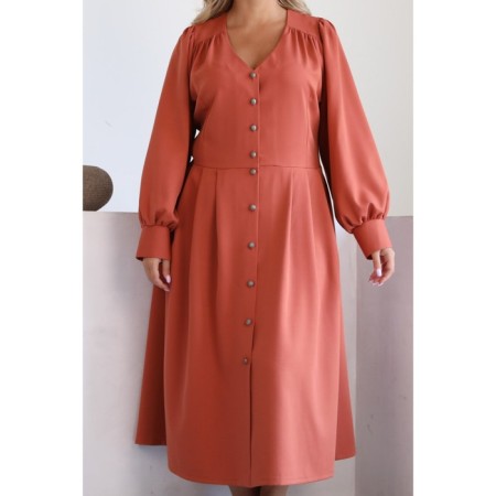 Female dress, size 50, terracotta color-3