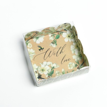 Cookie box, confectionery packaging with PVC lid, "bee", 10.5 x 10.5 x 3 cm-1