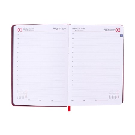 Dated diary 2025, A5, 176 sheets, Hong Kong, solid cover, pancake embossing, with liesse, block 80 g/m2, red-10