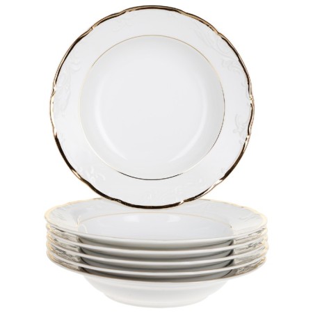 Deep Tulip plate, decor "Snowthrough tulip, golden holders", 23 cm
