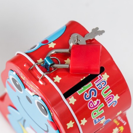 Piggy bank Metal with a lock "Frog" mix 5x8.5x10 cm-6