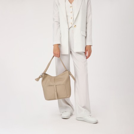Luggage bag on lightning, 2 outer pockets, beige color-8