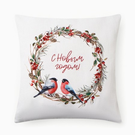 New Year. Decorative pillowcase "Ethel" bullfinch 40x40 ± 4 cm, 100% cotton-4