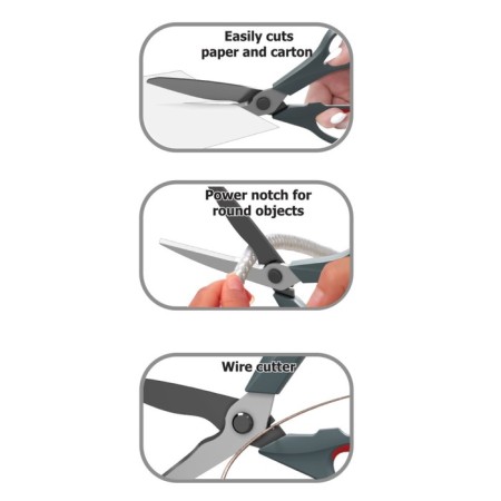 Scissors 3 in 1, Erichkrause "Santoku", 20.5 cm, for paper, coach, nippers, blister-5