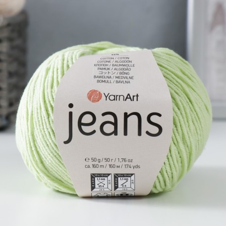 Yarn "jeans" 55% cotton, 45% acrylic 160m/50g (11 light green)-3