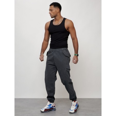 Cargo jeans men, size 44, dark gray color-1