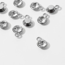 Circle-suspension “Circle” Small 1.3 × 0.9 × 0.8 cm, (set 10 pcs.), White color in silver