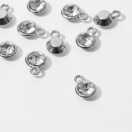 Circle-suspension “Circle” Small 1.3 × 0.9 × 0.8 cm, (set 10 pcs.), White color in silver