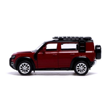 Metal machine Land Rover Defender 110, 1:43, inertia, doors open, red color-1