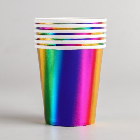 Paper glass, set 6 pcs., Color rainbow-1