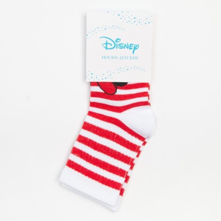 Socks for the girl "Minnie Mouse" strip, Disney, 14-16 cm, white/red color-4