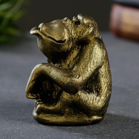 Figure "Monkey" aged brass, 6x8x7cm-1