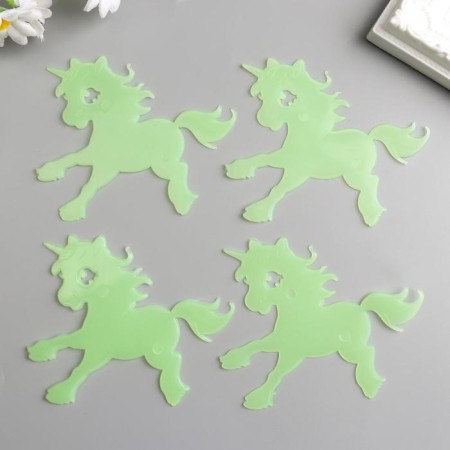 Plastic sticker phosphorus "unicorns" set of 4pcs mix 17x12 cm