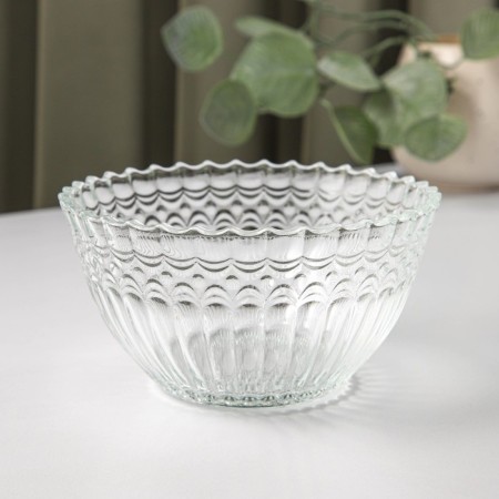 A set of glass salad bowls on the Tondo stand, 5 items: large 2.2 l, small 330 ml-6