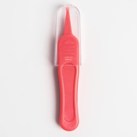 Pinzet for cleaning the nose, childish, with a cap, pink color-2