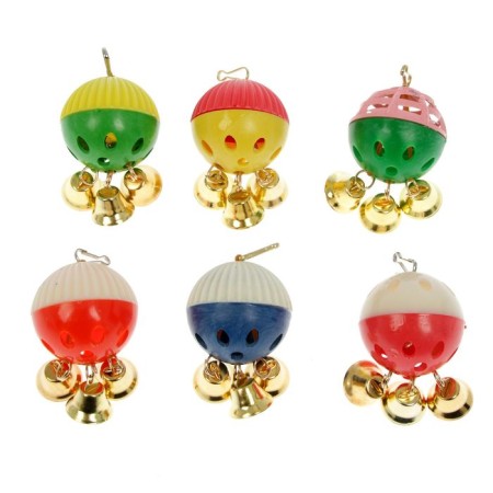 A toy for a parrot "Fun" with 3 bells, mix-1
