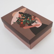 Gift folding box, packaging, “Girl with flowers”, 30 x 20 x 9 cm