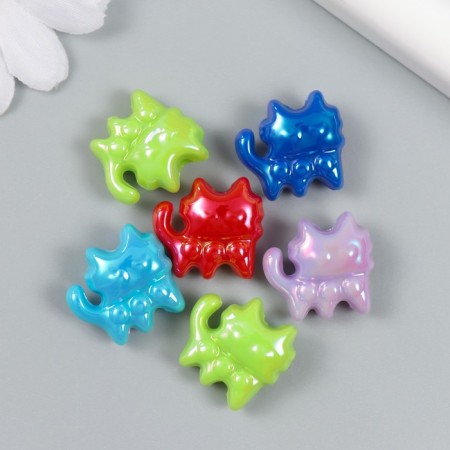 Busina for creativity plastic "Kitty with a bow, glossy mother -of -pearl" mix 1.8x1.9x1 cm
