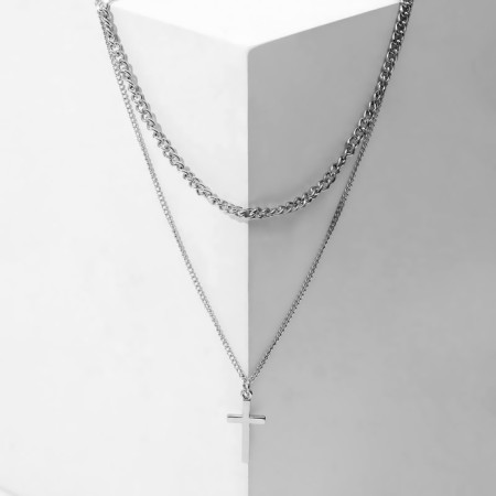Piece "Double" cross, color silver, 43 cm