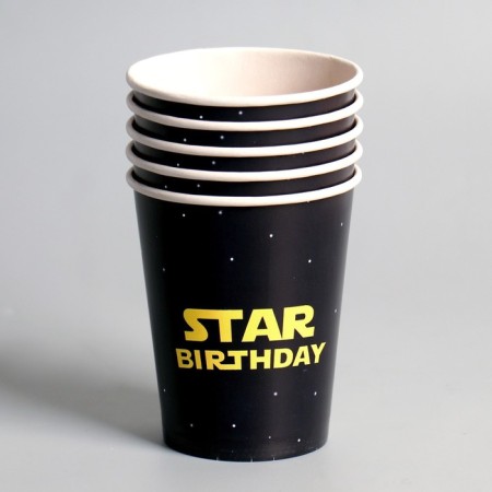 A one -time paper glass Star Birthday, set 6 pcs, 250 ml-1