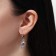 Hanging earrings with rhinestones "Heart" asymmetry, purple color in black silver, 6.2 cm