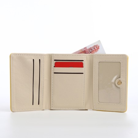 Women's wallet on the button, yellow color-3