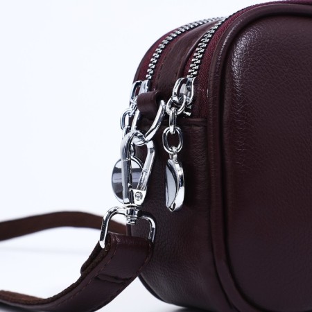 Cross-Body bag on zippers, external pocket, burgundy color-3