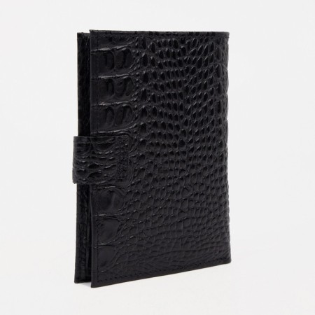 Male purse on 3 in 1 button for auto documents and passports, for cards, for coins, black color-1