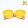 Double ceramic bowls on a stand of 2 x 450 ml 28.5 x 15.5 x 7 cm, yellow