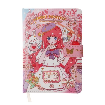 Gift notebook, A6+, 132 sheets, color block, with a curly knife, PVC cover, "anime", mix-1