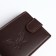 Men's purse on the button, a department for cards, coins, brown color