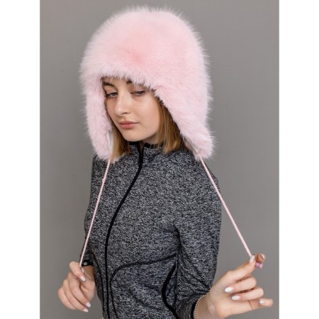 Children's fur cap, size 52, pink color-2