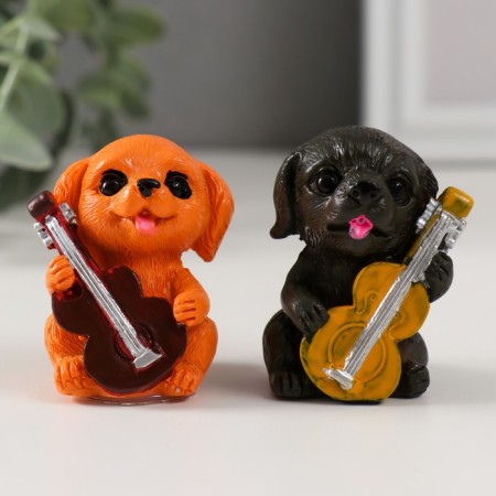 Souvenir Polystone "Dog-musician" mix 3x3x5 cm-1