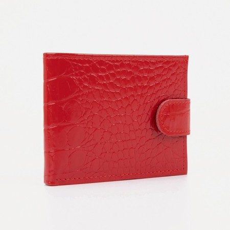 Women's wallet on the Textura button, red color