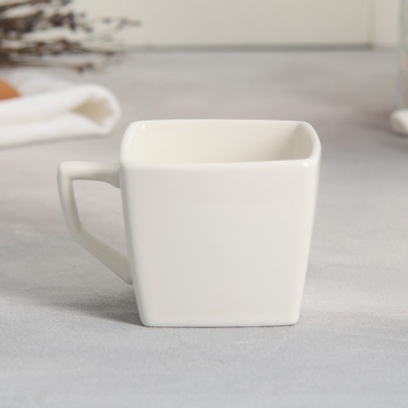 Tea couple ceramic "White Gift", a mug 150 ml, a saucer 15.5x15.5 cm, white color-4