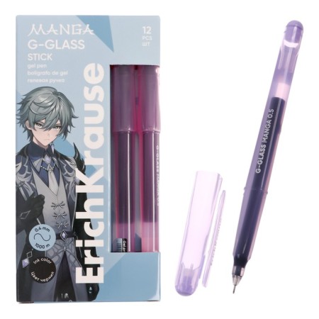 Gel pen Erichkrause "G-Glass Stick Manga" Black, needle node 0.5 mm, enlarged ink supply, mix-1