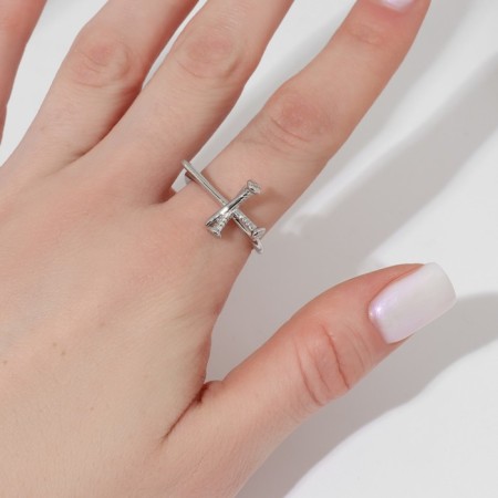 Ring "Cloves with a cross", the color of silver, dimensionless-1