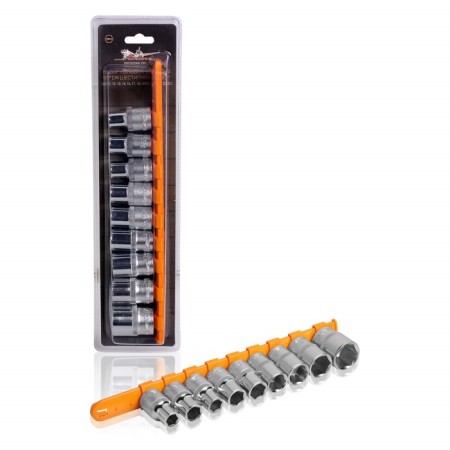 A set of end heads Airline AT-9-32, 1/2 "DR, hexagonal, 9 objects, 10-22 mm