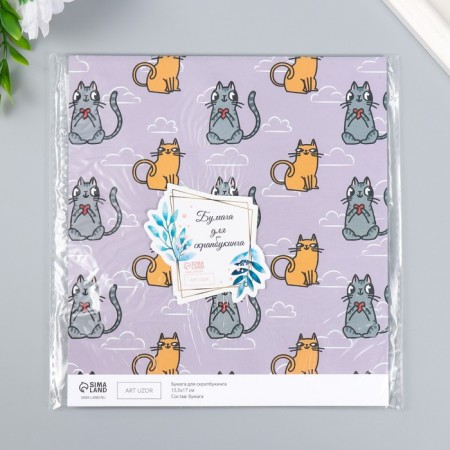 Scrapbooking paper bilateral "cats" density 180 g 15.5x17 cm-5